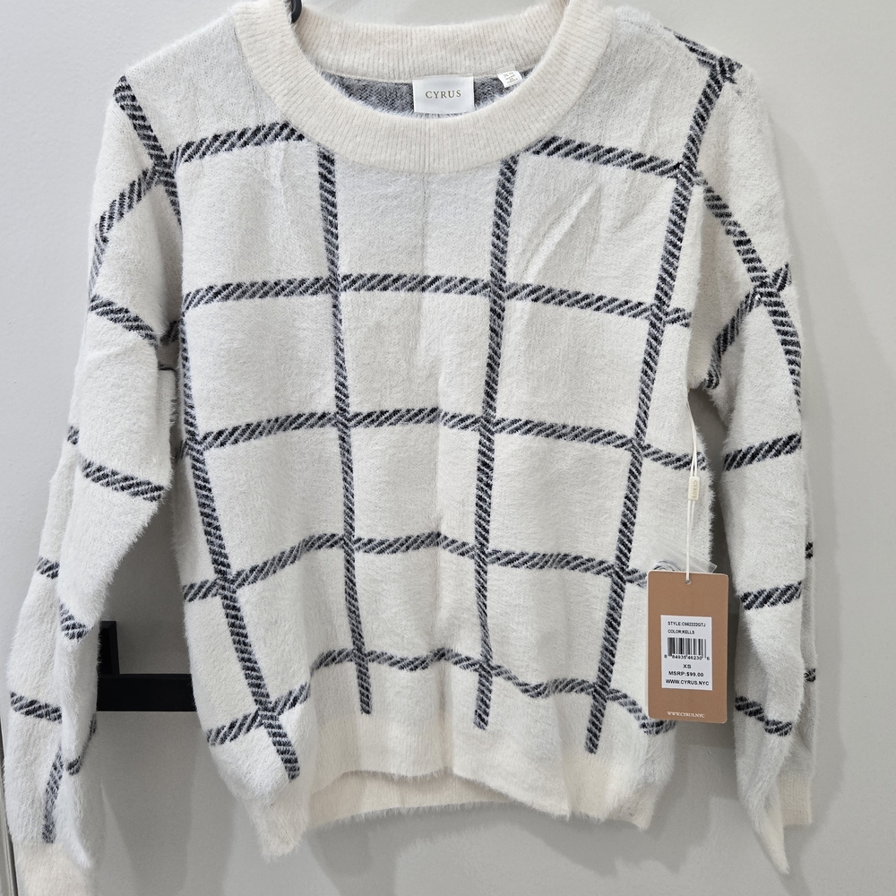 Cyrus Cream and Black Checkered Sweater